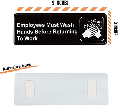 Знак Служителите трябва да си мият ръцете, преди да се върне на работа (опаковка от 3 броя), Лесно се монтира с помощта на самозалепващи
