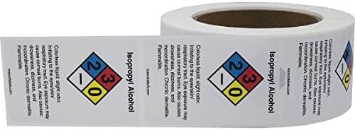 Химически етикети NFPA за изопропилов алкохол, Правоъгълници с размер 2 x 3 инча, само на 500 Етикети в ролка