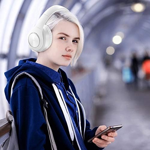 Безжични слушалки TUINYO Bluetooth, Безжични стерео слушалки над ухото, време на възпроизвеждане 40 часа с дълбоки бас, Меки слушалки с ефект на памет, Вграден микрофон Жичн
