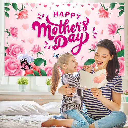 На фона на Ден на майката, Банер с Деня на майката Природа за Фотография в чест на Деня на майката, Розови Цветя, Карамфил, Декор за