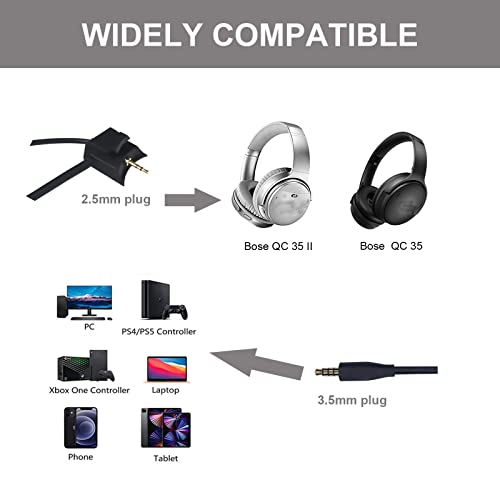 Подмяна на микрофонного кабел Bose QC35 QC35II Бум с регулатор на силата на звука и превключвател на звука, Съвместим със слушалки Bose