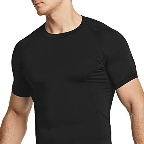 TSLA 1 или 3 Опаковки Мъжки Компрессионных Блузи UPF 50+ Quick Dry С Къс Ръкав, Спортна Риза За тренировки, Защита От Обриви При Водни