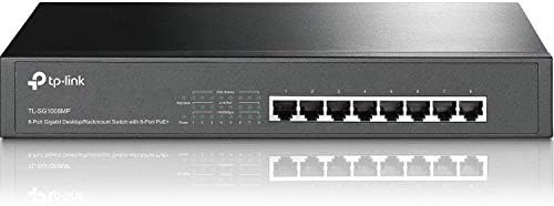 Certified Възстановени TP-Link TL-SG1008MP V2 | 8-port Gigabit switch PoE | 8 порта PoE + с мощност 153 W | за Монтаж в rack | Plug и
