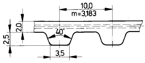 Метричен Полиуретан времето колан Ametric 10.500.6, Стоманени Въжета, (1-040)
